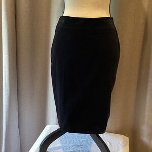 LOFT Velveteen Black Pencil Skirt, size 6.